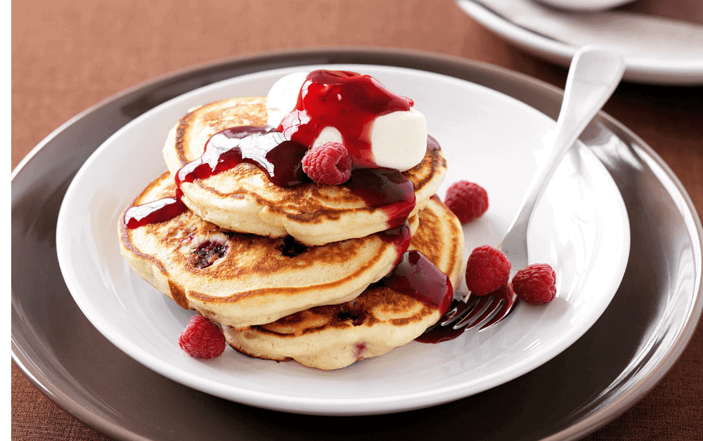 Pancake with Raspberry Jelly Toppings